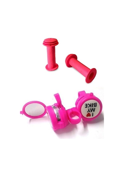 BİSİKLET AYNALI ZİL PEMBE & PEMBE ELCİK SET HALİND Pembe