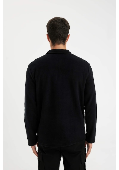 DeFacto Siyah Tüylenme Yapmayan Soğuk Geçirmez Regular Fit Dik Yaka Fermuarlı Polar Sweatshirt Y3996AZNSBK81