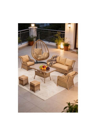 Dora Garden Home Ecem 7 Kişilik Rattan Bahçe Mobilyası Ve Tek Kişilik Salıncak Seti - Kahverengi Siyah Çizgili Dora Garden Home Ecem 7 Kişilik Rattan Bahçe Mobilyası Ve Tek Kişilik Salıncak Seti - Kahverengi Siyah Çizgili