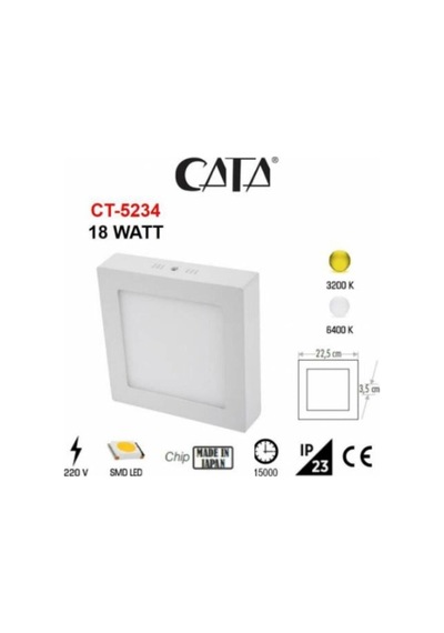 18w Kare Sıva Üstü Led Panel Armatür - Ct-5234 Alüminyum Kasa Beyaz Işık Diğer