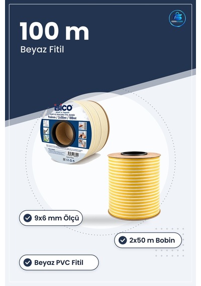D Profil Kapı Pencere Bantı 9x6 Mm Beyaz Fitil 2x50m 100 M Rüzgar