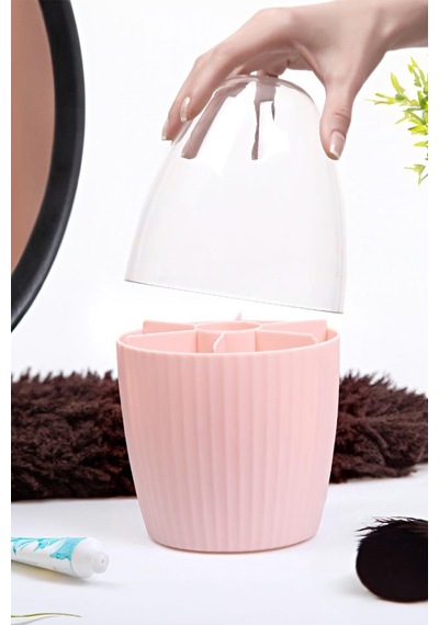 7 Bölmeli Makyaj Organizeri Çok Amaçlı Fanus Kapaklı Düzenleyici Pembe Plastik Pembe Tr Diğer