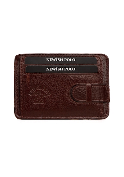 Newish Polo Erkek Hakiki Deri Cüzdan Ve Kartlık New182 - Kahverengi