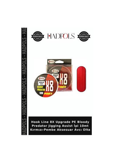 Hook Line 8x Upgrade Pe Bloody Predator Jigging Assist İpi 10mt Kırmızı-pembe Aksesuar Avcı Olta 100 Lbs