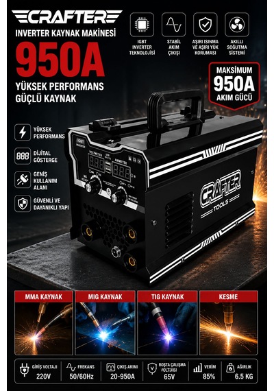Germany 950 Amper Invertör Ve Gazsız Gazaltı Kaynak Makinesi S950