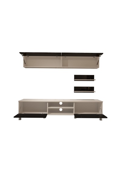 Decoraktiv Eko 5 Mdf Dvd Krom Ayaklı Tv Ünitesi Tv Sehpası Beyaz - Siyah