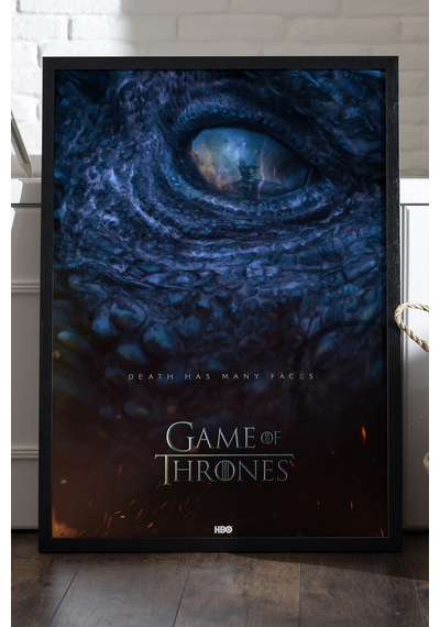 Game Of Thrones Siyah Ahşap Çerçeveli Poster, Dekoratif Dizi Duvar Tablosu
