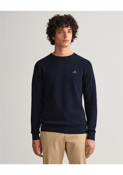 Gant Erkek Lacivert Regular Fit Bisiklet Yaka Kazak Lacivert
