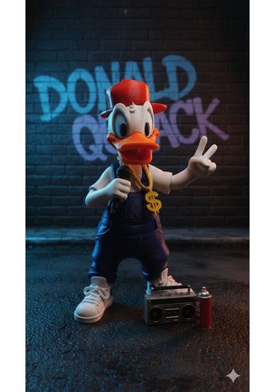 Rapçi Donald Duck Karakter Figürü - Pop-art Sokak Sanatı Heykelcik - Hypebeast Ofis Ve Masa Aksesuarı - Koleksiyonluk Dekoratif Obje Hip-hop Temalı