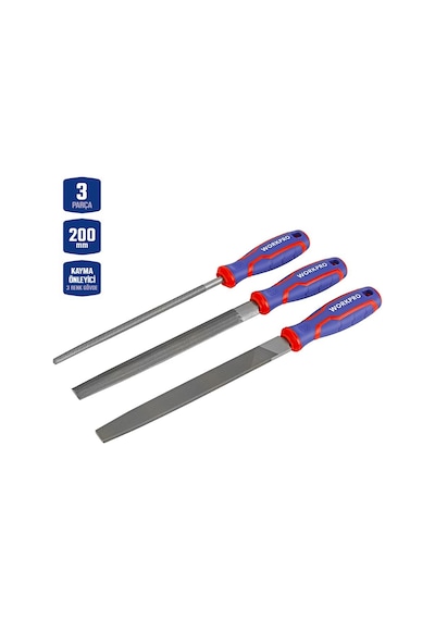 Workpro Wp201702 3 Parça 200mm Ağır Hizmet Tipi Metal Eğe Seti