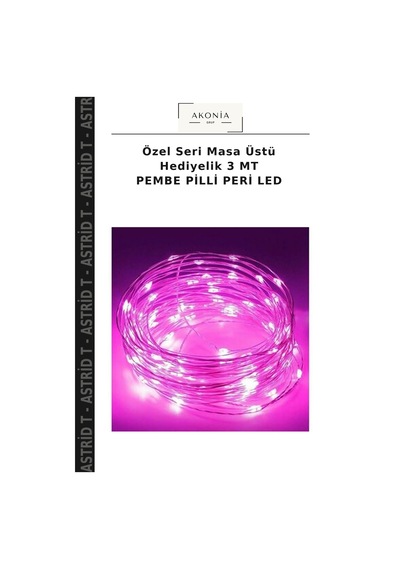 Özel Seri Masa Üstü Hediyelik 3 Mt Pembe Pilli Peri Led