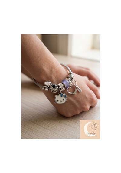 Lunarie Hello Kitty Figürlü Dolu Charm Kelepçe Bileklik Çok renkli