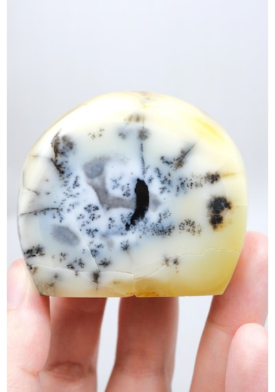 Merlinit Dendritik Opal - Mavi Kalsedon Ve Bal Opalı Serbest Form İçgörü Ve Denge Taşı, 117g