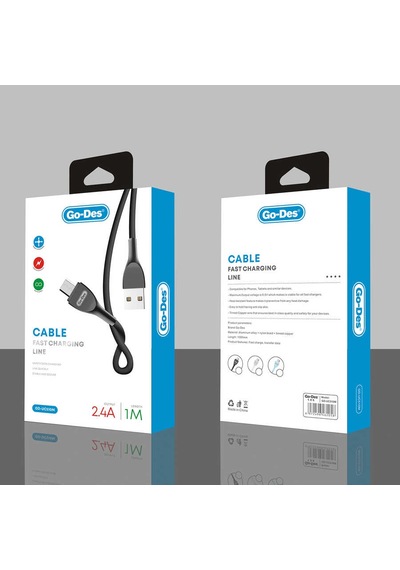 Go Des GD-UC510 Micro USB Kablo 2.4A Hızlı Şarj Kablosu 100 cm Data Kablo ZORE-258876