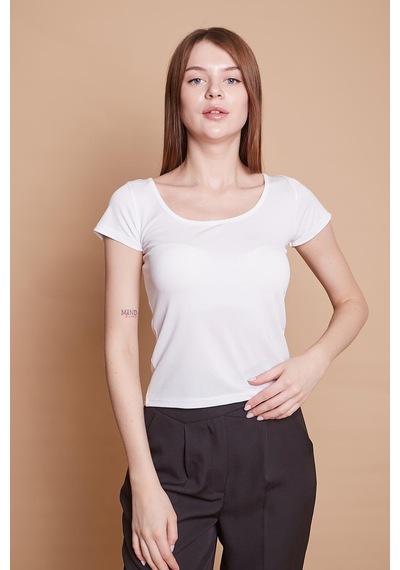 Jument Likralı Krep Kumaş Balen Yaka Büzgülü Body Bluz-krem Krem