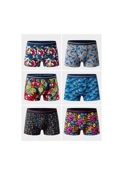 Trendybee Erkek Çocuk Eğlenceli Desenli Esnek Penye Pamuklu Boxer 6'lı Set Desenli Desenli Trendybee Erkek Çocuk Eğlenceli Desenli Esnek Penye Pamuklu Boxer 6'lı Set Desenli Desenli