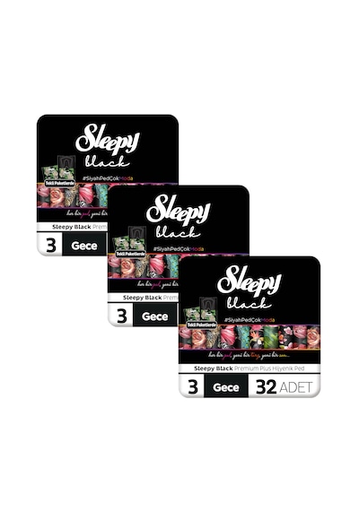 Sleepy Black Premium Plus Hijyenik Ped Mega Fırsat Paketi Gece 96 Adet