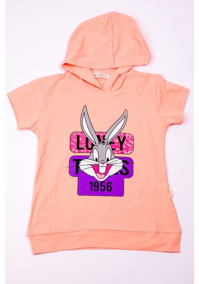 Hçm Kız Çocuk Tshirt Tavşan Baskılı A3 Yavruağzı