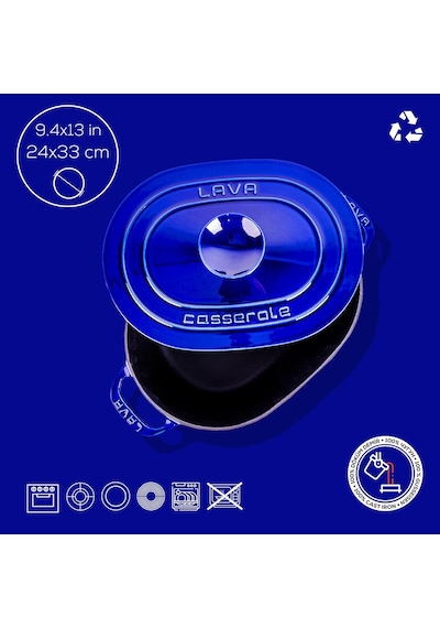 Lava Döküm Oval Tencere Döküm Demir Kapak Experience Majolik Serisi Ölçü 24x33cm 001