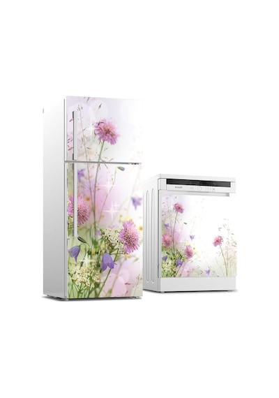 Buzdolabı Ve Bulaşık Makinası Beyaz Eşya Sticker Kaplama Pastel Çiçek