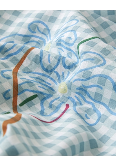 Pastel Gingham Pamuklu Çift Kişilik Nevresim Seti 200x220 Cm Pembe - Turuncu