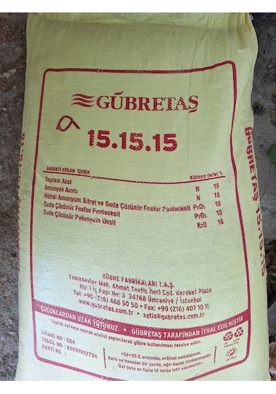 Gübretaş 15.15.15 Kompoze Taban Gübresi %15 Azot %15 Fosfor %15 Potasyum Meyve Ağacı, Zeytin, Sebze Ve Tarla Bitkileri Için 1 KG