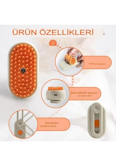 Buharlı Kedi Ve Köpek Tarağı, Evcil Hayvan Tüy Temizleme Ve Masaj Tarağı, Yumuşak Başlıklı Pratik Buharlı Ke