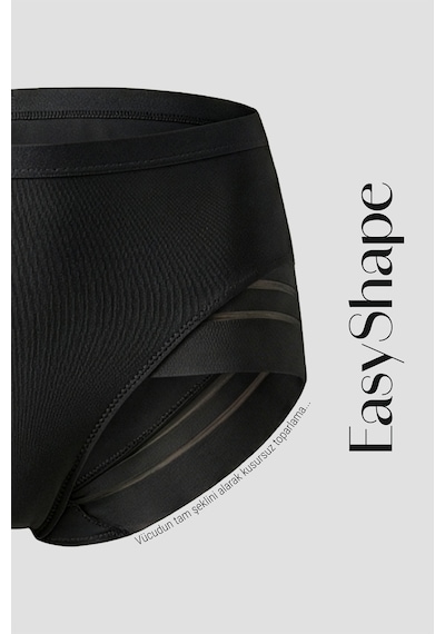 Auw Kadın Mikro Tüllü Toparlayıcı Slip Külot 4'lü - Easyshape Pudra,siyah