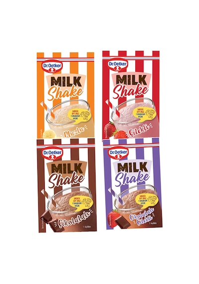 Dr Oetker 24 Adet Karışık Milkshake Çilek, Muz, Çikolata, Çikolata Çilek Set