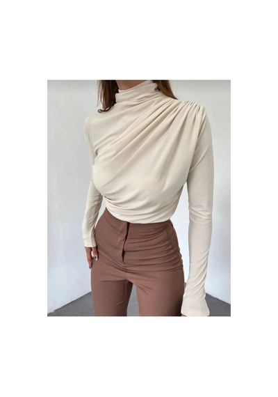 Unika Boutique Büzgülü Bluz Bej