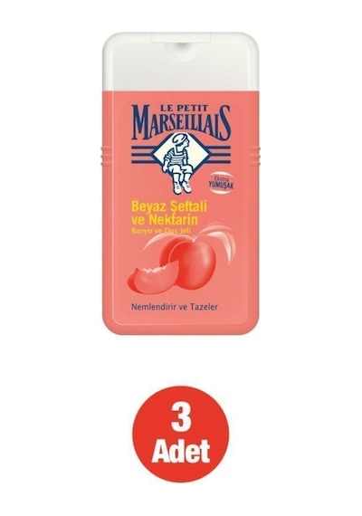 Le Petit Marseillais Beyaz Şeftali ve Nektarin Banyo ve Duş Jeli 3 x 250 ML