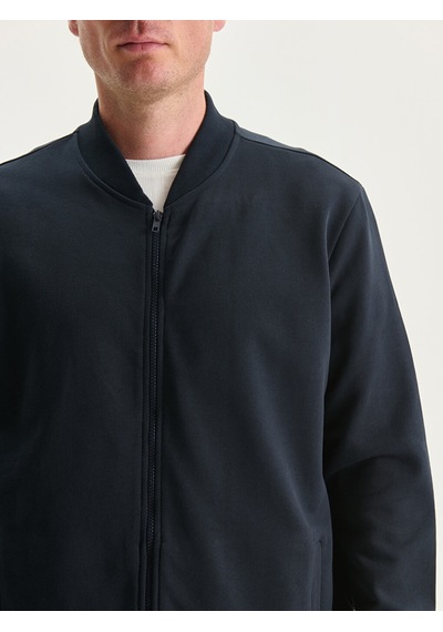 Lcwaıkıkı Basic Lacivert Kolej Yaka Uzun Kollu Erkek Fermuarlı Sweatshirt