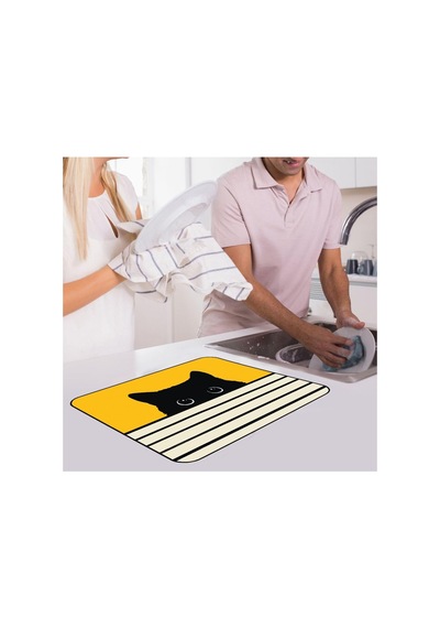 Viva Home Yıkanabilir Bulasik Kurutma Mati Kurulama Bezi Kurutma Örtüsü Tezgah Üstü Bulaşıklık 40x50 Cm, Sarı Diğer