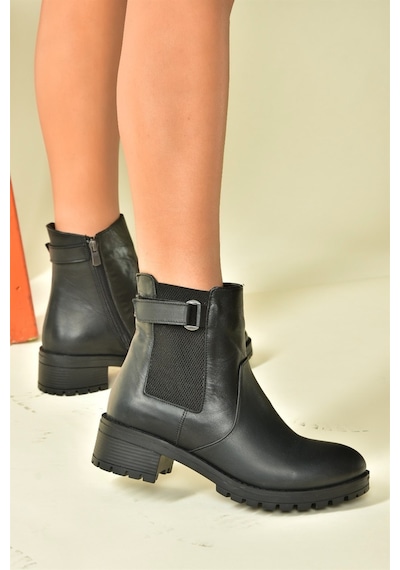 Fox Shoes Siyah Hakiki Deri Kadın Bot N555053803 Siyah