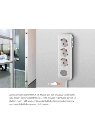 Viko Multi-let Siyah İkili Priz Topraklı Kablolu Çocuk Korumalı 5mt 0