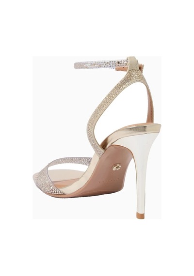 Kurt Geiger Carvela Positano Vinyl Lüks Tasarım Kadın Topuklu Sandalet Gold