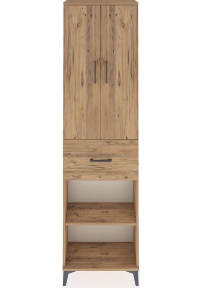 Arges Dolap 4 Raflı Tek Çekmeceli 2 Kapaklı 60x30x221 Çam-çam Çam