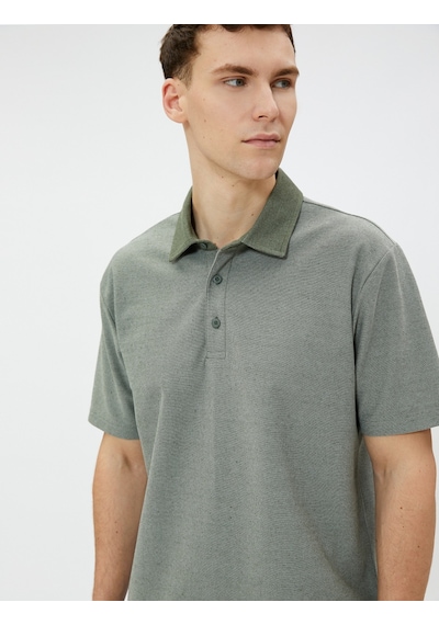 Koton Polo Tişört Kısa Kollu Düğmeli Pamuklu Haki 3Sam10156Mk 3Sam10156Mk854 Haki