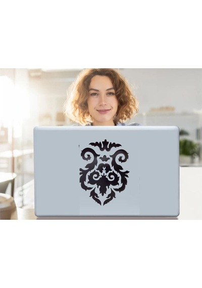 Defter Sticker,laptop Sticker Siyah Çiçekli Pvc 48x33x0,5cm