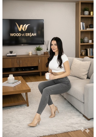 Lüx Wood Sunway 11542 Kadın Jean Görünümlü Yüksek Bel Esnek Denim Tayt Pantolon Gri