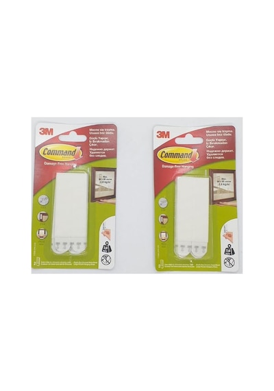 3m Command 17206 Büyük Boy Cırt Cırt Bant, 2 Paket, Beyaz