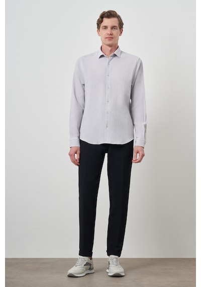 Morven Erkek Taş Gofre Trend Desenli Dynamic Fit İtalyan Yaka Gömlek 25ms004023870 Taş