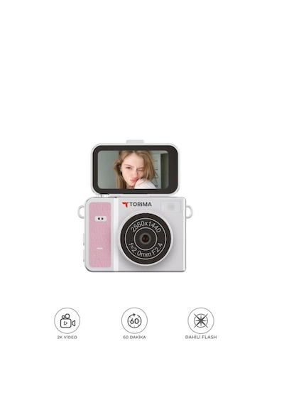 Torima CMR46 2K Flip Ekranlı Mini Dijital Video Kamera Pembe