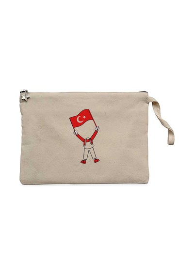 Erkek Çocukların Bayramı Krem Clutch Astarlı Cüzdan / El Çantası
