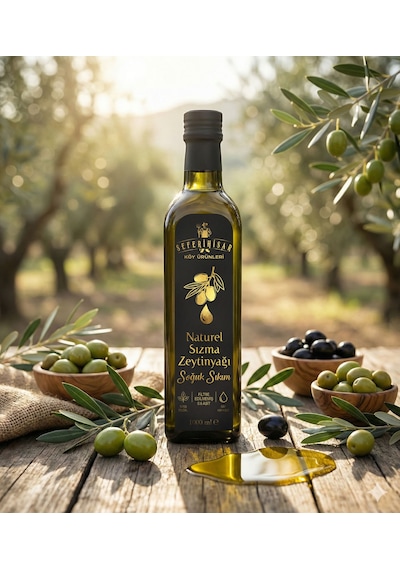 Naturel Sızma Zeytinyağı 1 Lt Soğuk Sıkım Filtresiz Cam Şişe