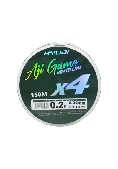 İp Örgü Misina - 4 Kat - Ryuji Aji Game - 150mt - Yeşil - 0.02mm 20104517