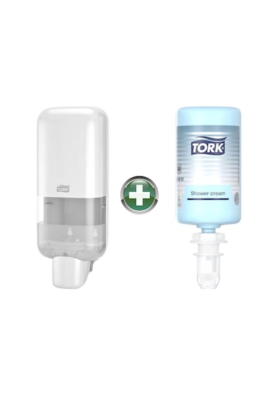 Tork S4 Beyaz Sabun Ve Dezenfektan Dispenseri 564500 + 1 L El, Saç Ve Vücut Sıvı Sabunu Hediyeli