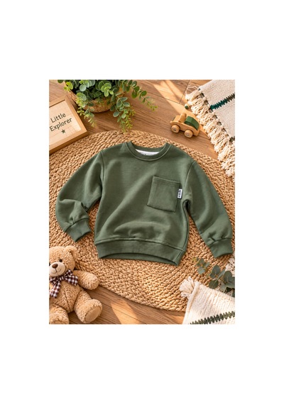 Uğur Bebe Erkek Çocuk Haki Sweatshirt Çizgili Pantolon 2'li Takım Günlük Spor Şık Kombin Haki Haki Uğur Bebe Erkek Çocuk Haki Sweatshirt Çizgili Pantolon 2'li Takım Günlük Spor Şık Kombin Haki Haki