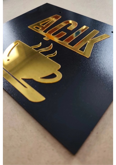 Ahşap Üzeri Gold Aynalı Pleksi Açık-kapalı Cafe Ve Restaurant Tabelası