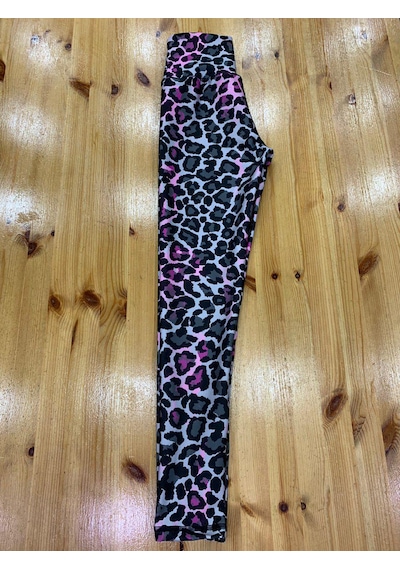 Lismina Leopar Desen Ekstra Yüksek Bel Toparlayıcı Spor Tayt Mavi - Pembe